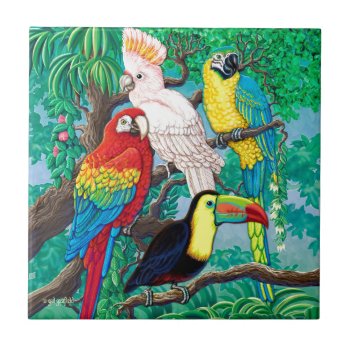 Tropical Birds Tile by gailgastfield at Zazzle