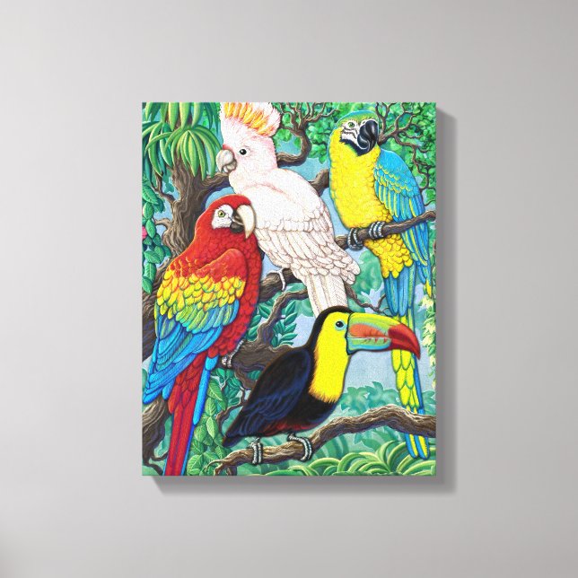 Tropical Birds Wrapped Canvas Print (Front)