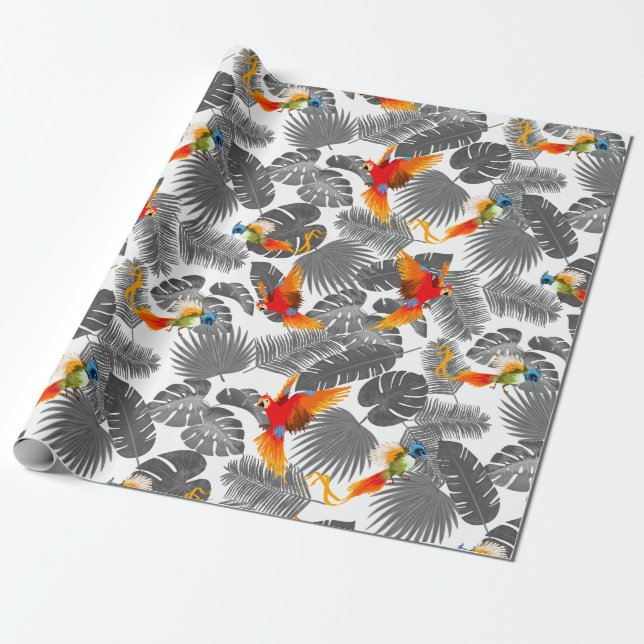 Tropical birds wrapping paper (Unrolled)