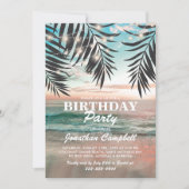 Tropical Birthday Beach Party | String of Lights Invitation (Front)