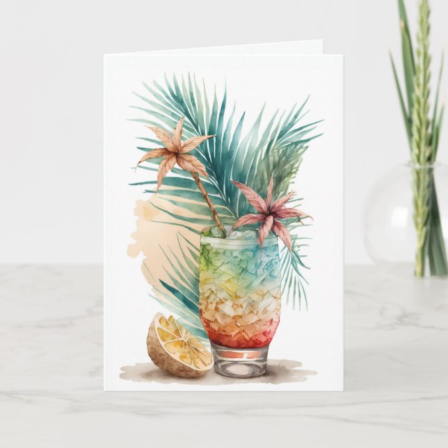 Tropical Birthday Drink Card (Front)