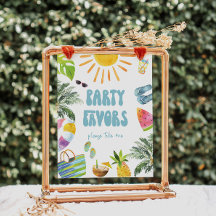 Tropical Birthday Favors Sign