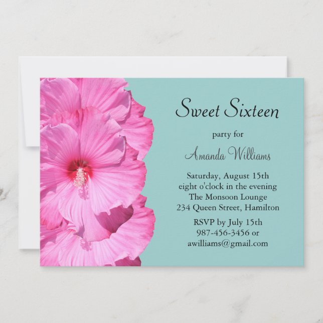 Tropical Birthday Invitation (turquoise) (Front)