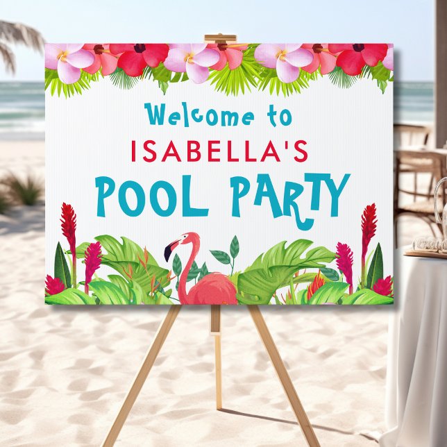 Tropical Birthday Luau Party Welcome Yard Sign (Creator Uploaded)