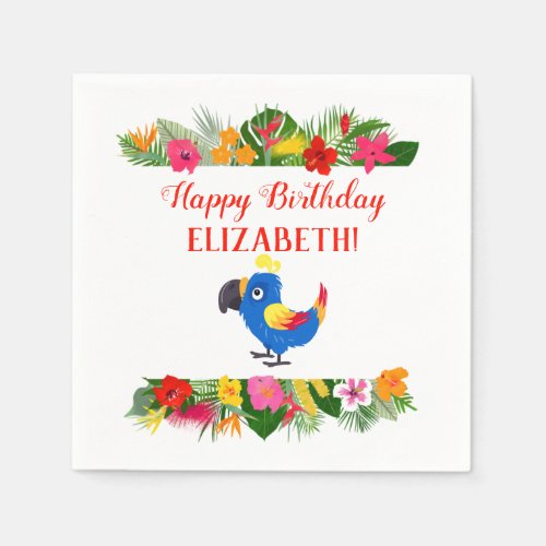 Tropical Birthday Parrot Napkins