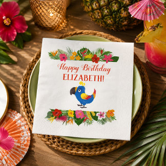 Tropical Birthday Parrot Napkins