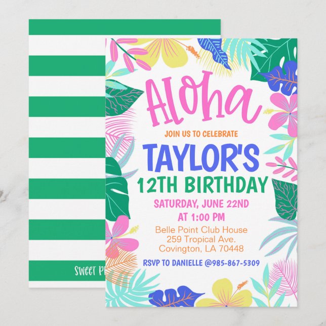 Tropical Birthday Party Invitation (Front/Back)