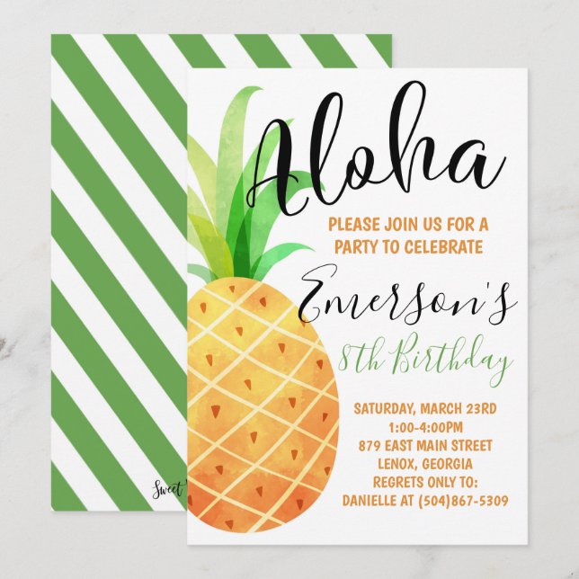 Tropical Birthday Party Invitation (Front/Back)