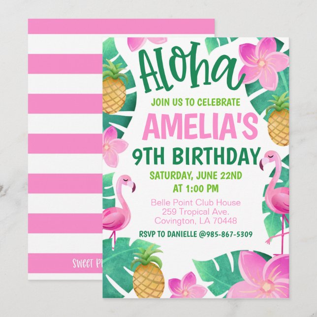 Tropical Birthday Party Invitation (Front/Back)
