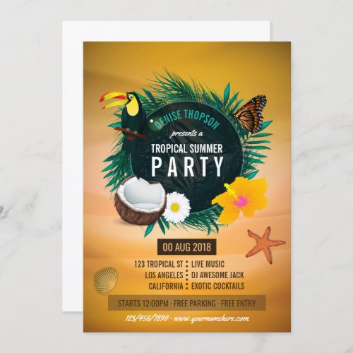 Tropical Birthday Party Invitation
