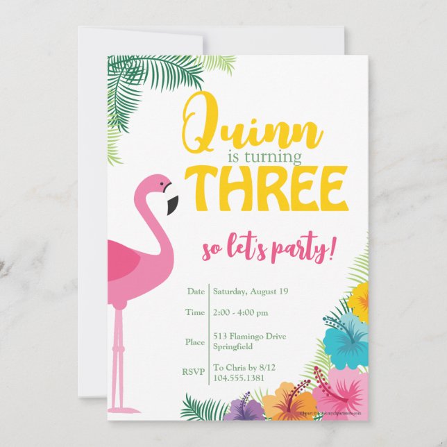 Tropical Birthday Party Invite, Luau Invitation (Front)