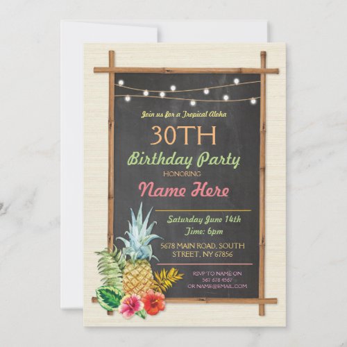 Tropical Birthday Party Luau Aloha Tiki Invitation