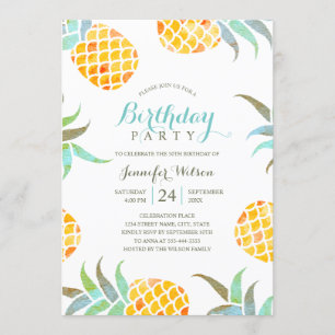 Tropical Birthday Party Summer Pineapple Beach Invitation