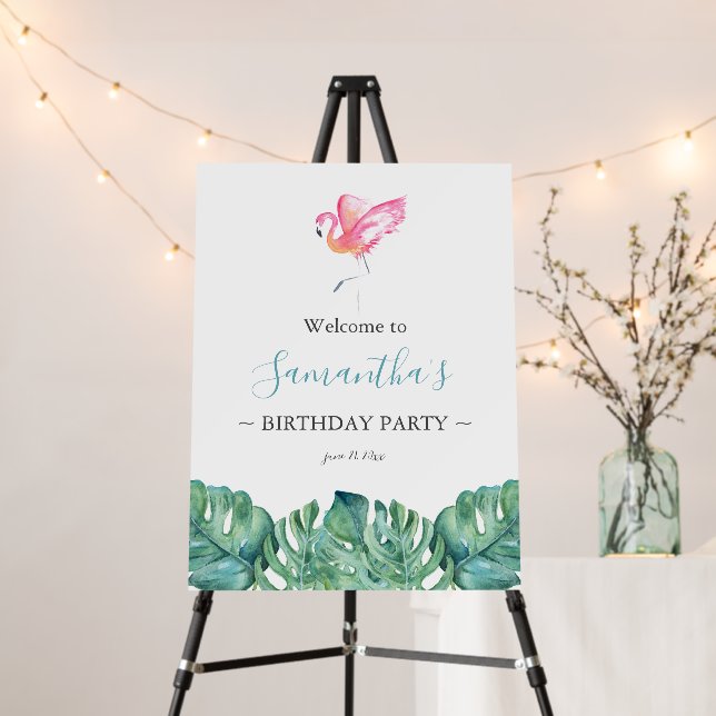 Tropical Birthday Party Welcome Foam Board (In Situ (Stand))