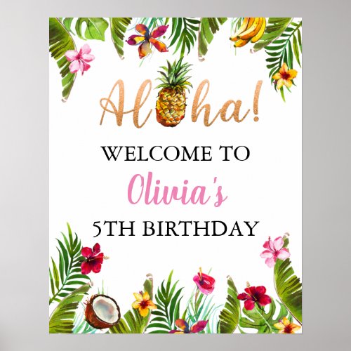 Tropical Birthday Party Welcome Sign