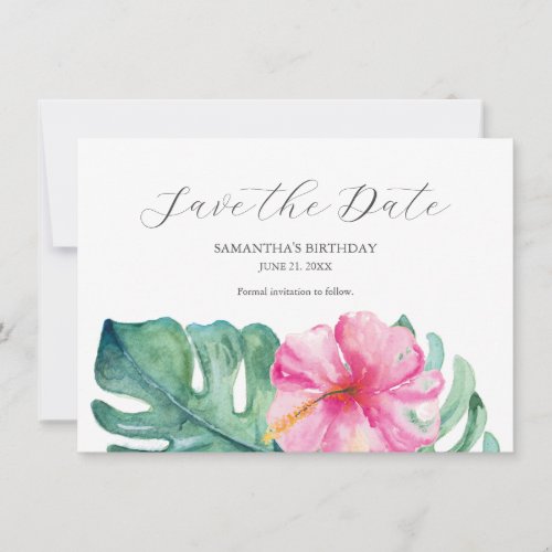 Tropical Birthday Save The Date Cards