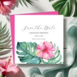 Tropical Birthday Save The Date Cards<br><div class="desc">Announce your milestone birthday in style with these unique square save the date cards! Featuring an elegant top border of watercolor tropical flowers and monstera palm leaves, they exude tropical charm. "Save the Date" is tastefully typeset in charcoal grey against a crisp white background. Customize your details using the template...</div>