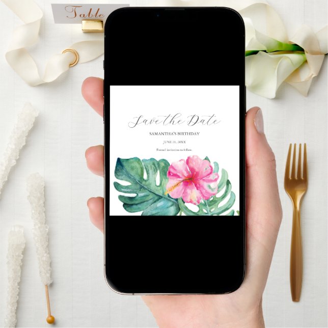 Tropical Birthday Save The Date Cards (Front Digital)
