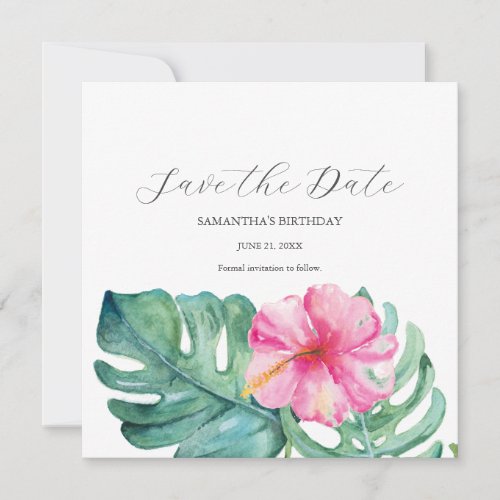Tropical Birthday Save The Date Cards