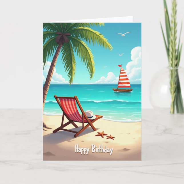 Tropical Birthday Scene Card (Front)