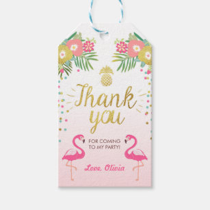 Fityle 50pcs Flamingos Thank You Paper Gift Tags Labels Wedding Birthday Baby Shower Supplies