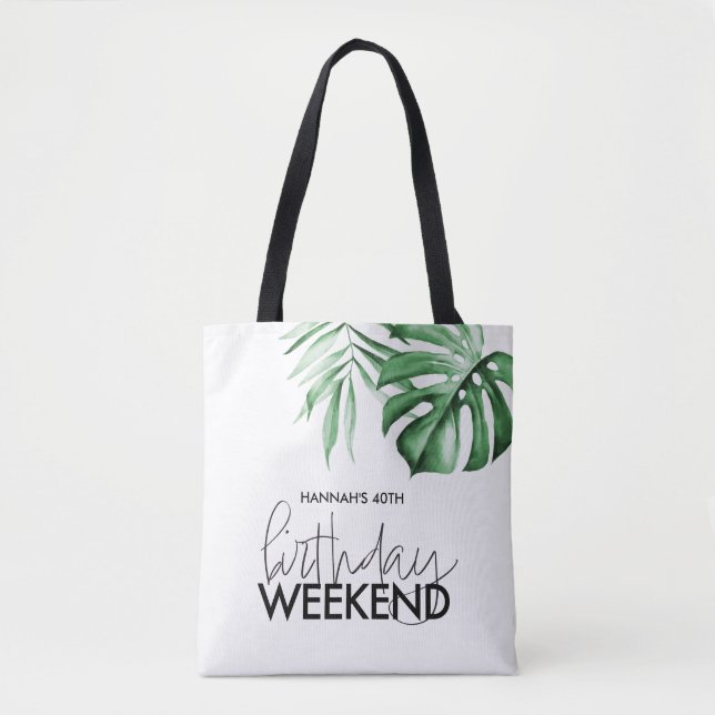 Tropical Birthday Weekend Personalized Tote Favor Bag (Front)