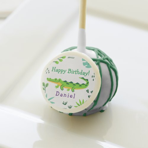 Tropical birthday with green crocodile  cake pops