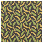 Tropical Black Banana Leaf Pattern Fabric
