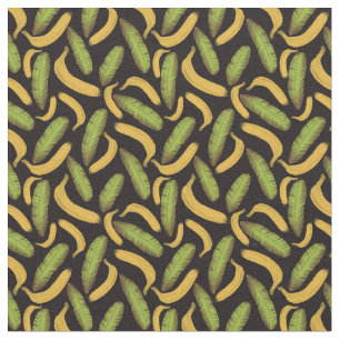 Tropical Black Banana Leaf Pattern Fabric