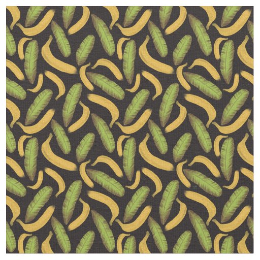 Tropical Black Banana Leaf Pattern Fabric