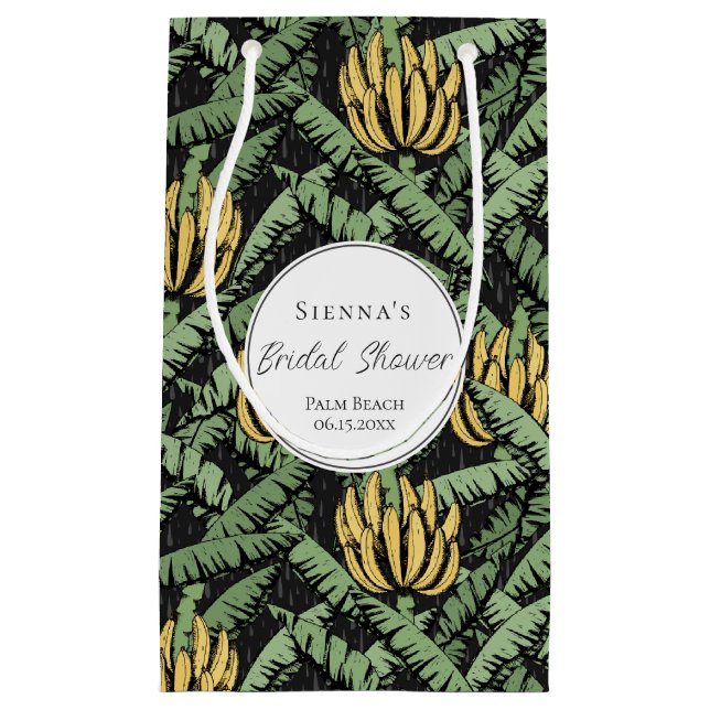 Tropical Black Banana Leaves Bachelorette Small Gift Bag (Front)