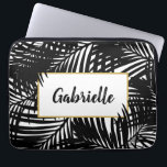 Tropical Black White Modern Palm Pattern Laptop Sleeve<br><div class="desc">A bold and modern palm tree leaf pattern on a laptop sleeve perfect for the stylish and trendy beach lover and island vibe living that can be personalized with your name or any custom text. Your laptop will feel like it's on vacation!</div>