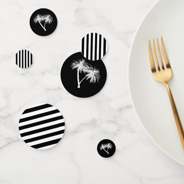 Tropical Black & White Palm Trees Party Confetti (Group)