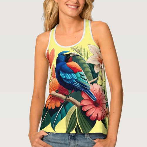 Tropical Bliss A Vibrant Fusion of Flora and Faun Tank Top