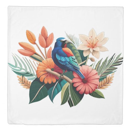 Tropical Bliss A Vibrant Fusion of Flora Duvet Cover