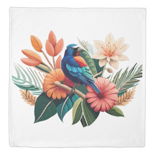 Tropical Bliss A Vibrant Fusion of Flora Duvet Cover