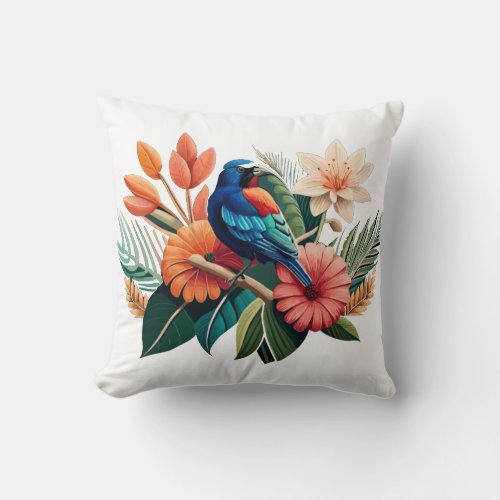 Tropical Bliss A Vibrant Fusion of Flora Throw Pillow