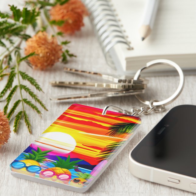 TROPICAL BLISS FOR PINEAPPLES FAMILY  KEYCHAIN (Front Right)