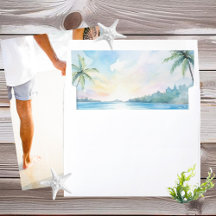 Tropical Bliss Wedding Envelope Liner