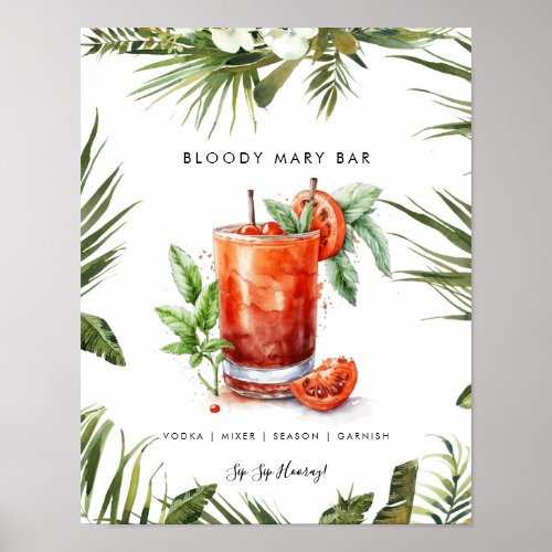 tropical bloody mary cocktail bar menu sign