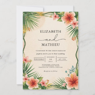 Tropical Bloom Frame Wedding Invitation
