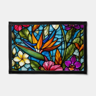 Tropical Bloom in Stained Glass Vibrant Floral  Pennant