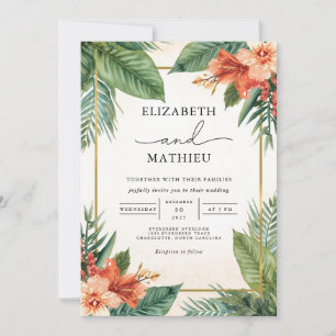 Tropical Bloom Lush Floral Wedding Invitation