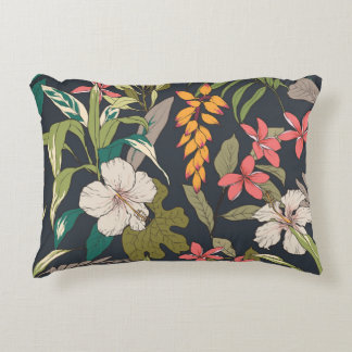 Tropical Bloom: Seamless Flower Pattern Accent Pillow