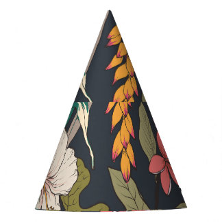 Tropical Bloom: Seamless Flower Pattern Party Hat