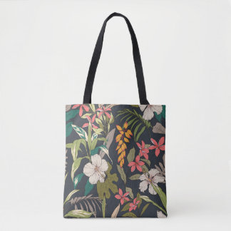 Tropical Bloom: Seamless Flower Pattern Tote Bag