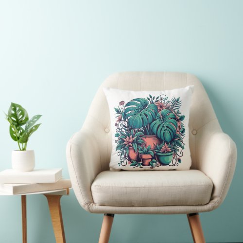Tropical Bloom Throw Pillow