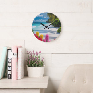 “Tropical Bloom Time – Island Paradise Wall Clock