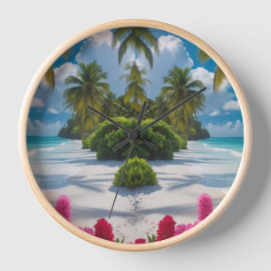 “Tropical Bloom Time – Island Paradise Wall Clock