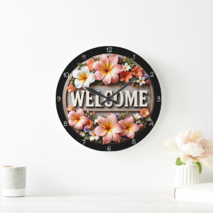 Tropical Bloom Welcome Clock